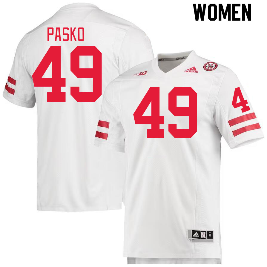 Women #49 Danny Pasko Nebraska Cornhuskers College Football Jerseys Stitched Sale-White